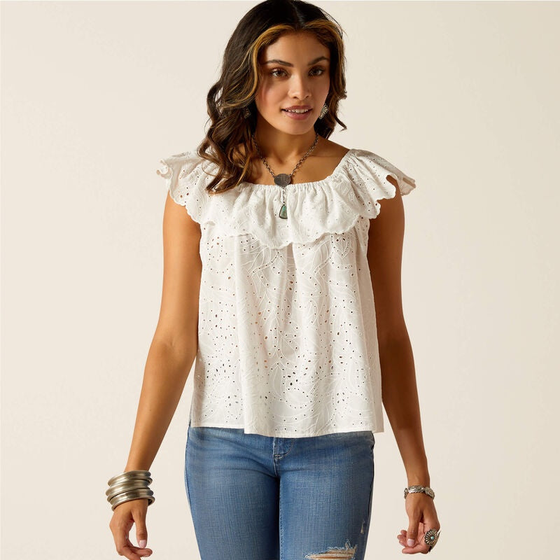 Womens Ariat Coquette Top - Cloud Dancer (7404349521997)