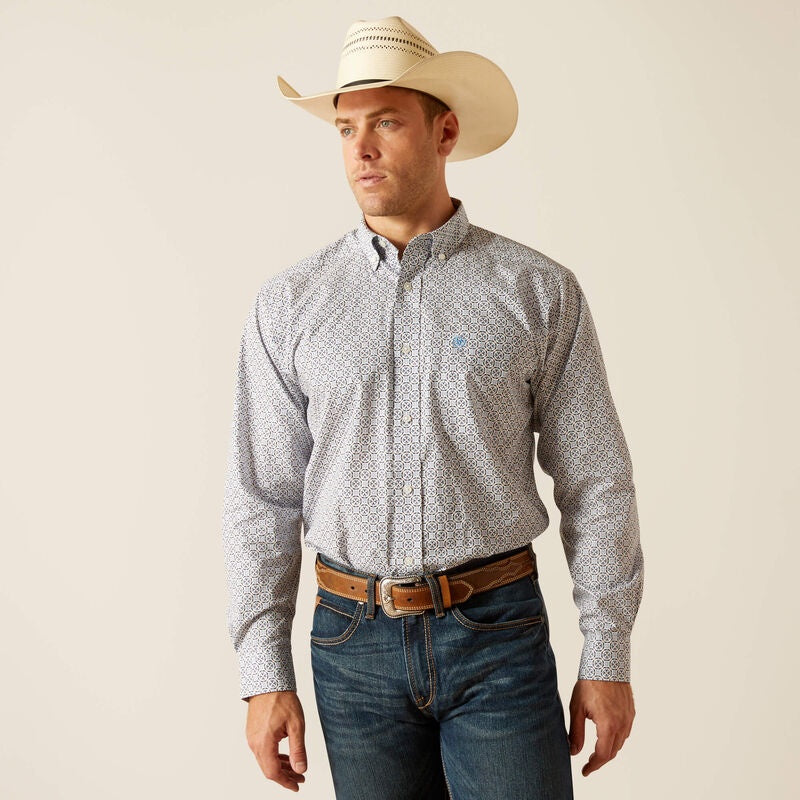 Mens Ariat Ronald LS Classic Fit Shirt - Blue (7382537240653)