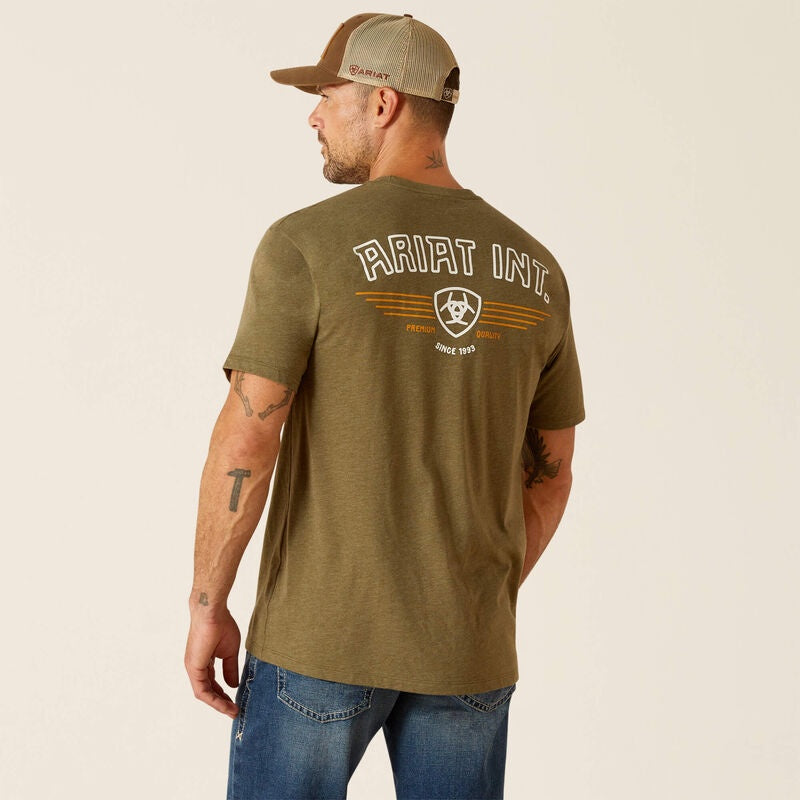 Mens Ariat Outline Wing Tee Tshirt - Military Heather (7340149997645)