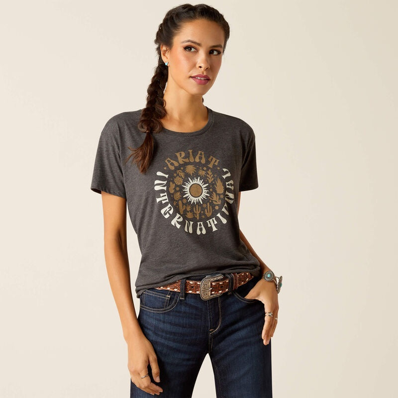 Womens Ariat SOL Circle Tee Tshirt - Charcoal Heather (7340151210061)