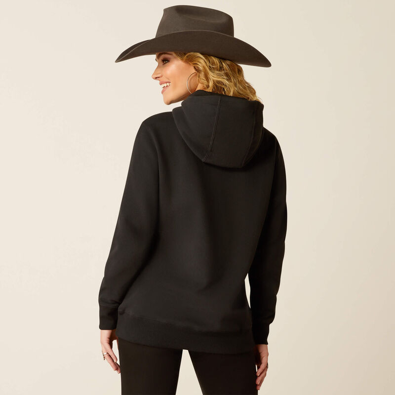 Womens Ariat Steer Stitch Hoodie - Black (7472652255309)