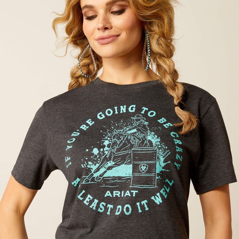 Womens Ariat Barrel Beauty Tee Tshirt - Charcoal Heather (7382522560589)