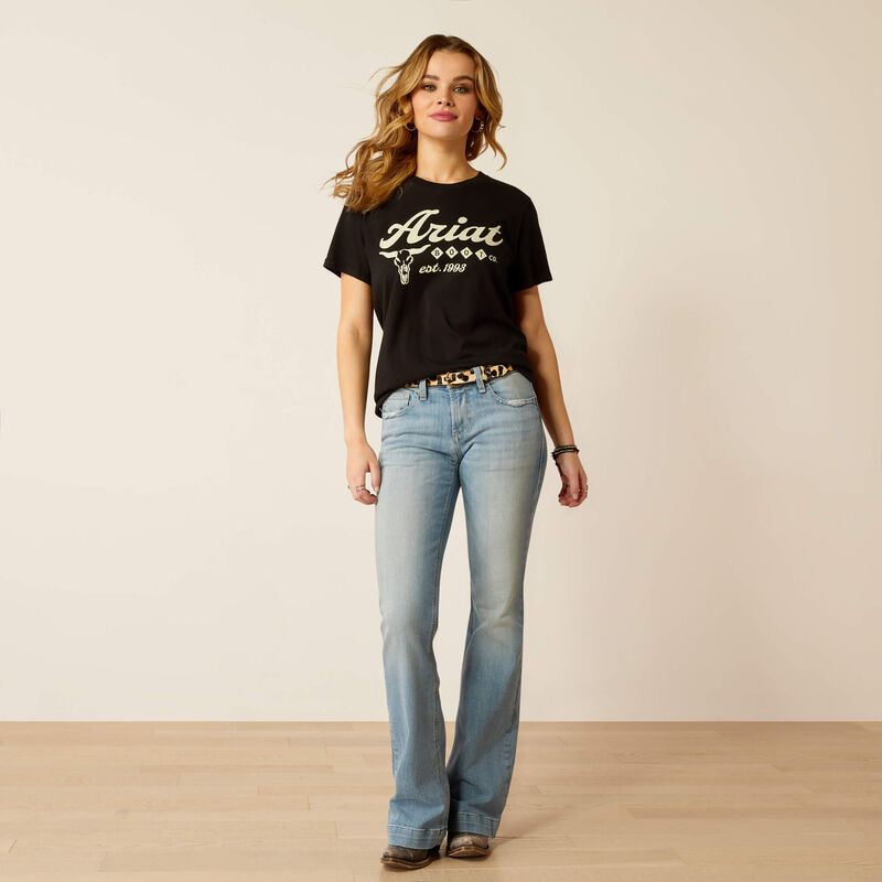 Womens Ariat Established Boot Co Tee Tshirt - Black (7382522495053)