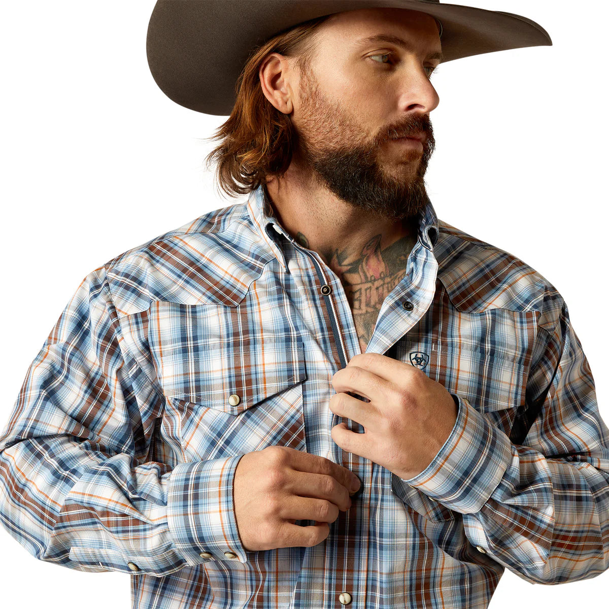 Mens Ariat Pro Series Ryland Snap LS Shirt - Blue (7452430237773)