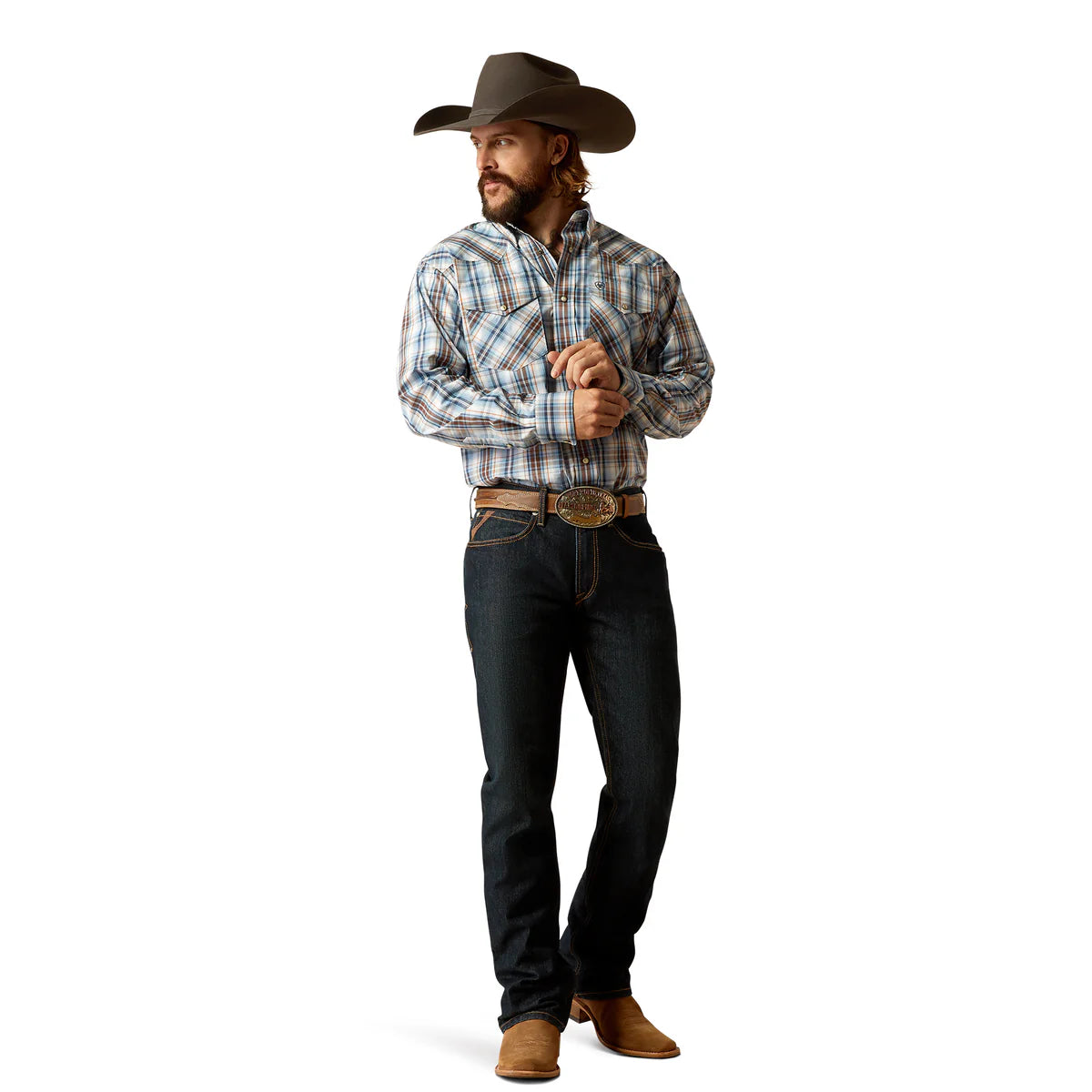 Mens Ariat Pro Series Ryland Snap LS Shirt - Blue (7452430237773)