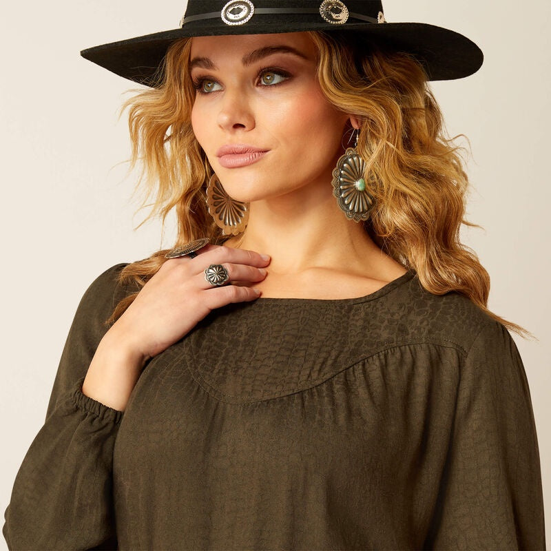 Womens Ariat Wisteria Top / Blouse - Croc Jaquard (7497022668877)