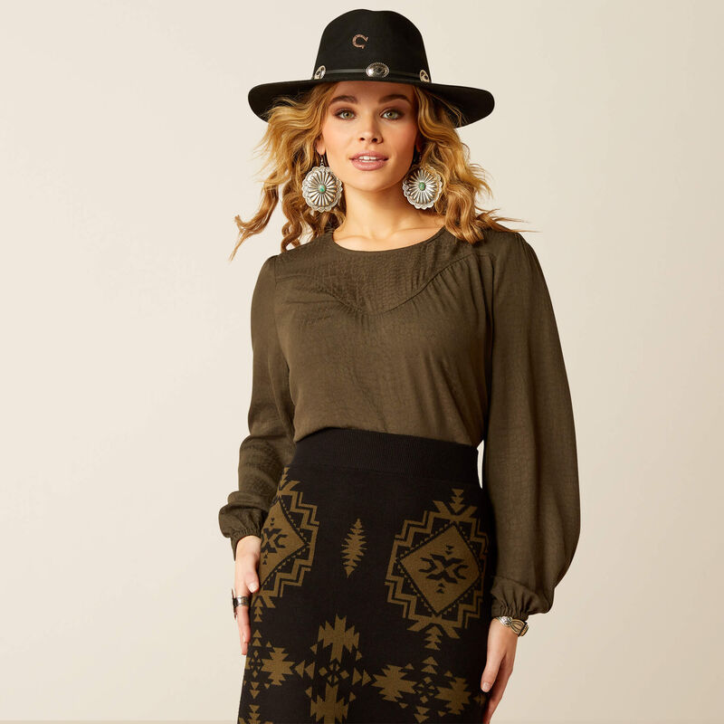 Womens Ariat Wisteria Top / Blouse - Croc Jaquard (7497022668877)