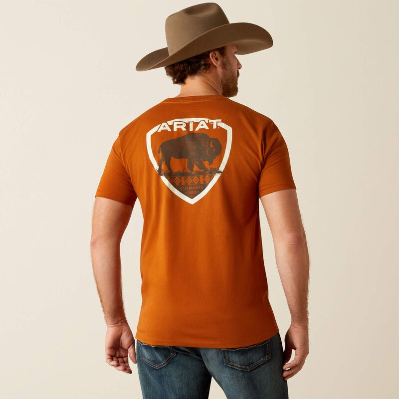 Mens Ariat Buffalo West Tee Tshirt - Burnt Umber (7435164319821)