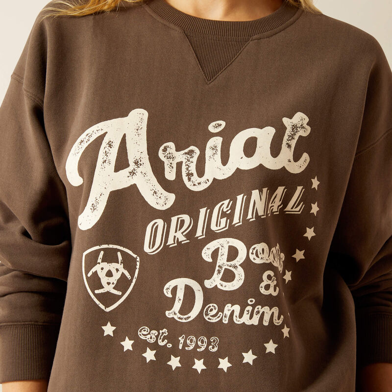 Womens Ariat Oversized Crew Sweatshirt - Banyan Bark (7550432772173)