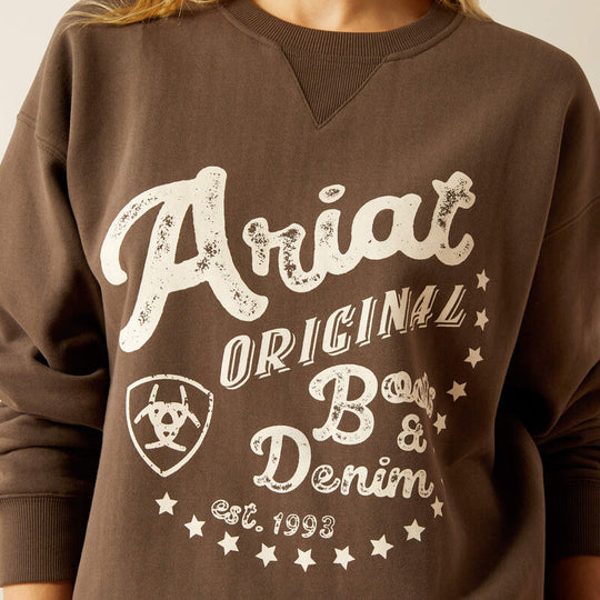 Womens Ariat Oversized Crew Sweatshirt - Banyan Bark (7550432772173)