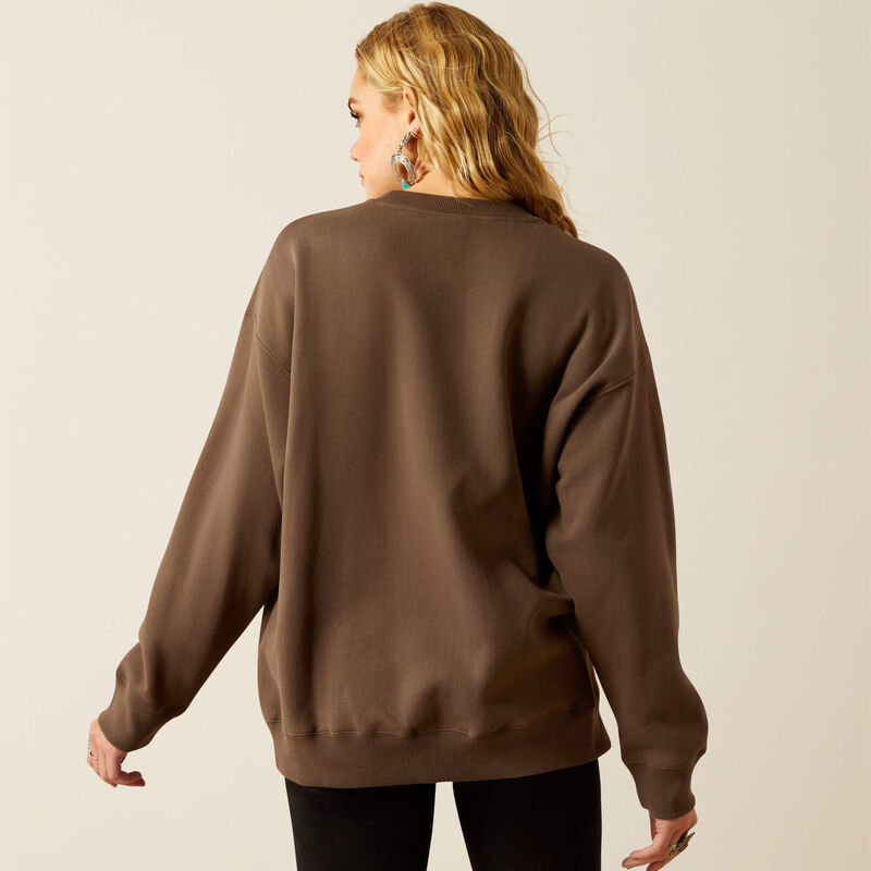 Womens Ariat Oversized Crew Sweatshirt - Banyan Bark (7550432772173)