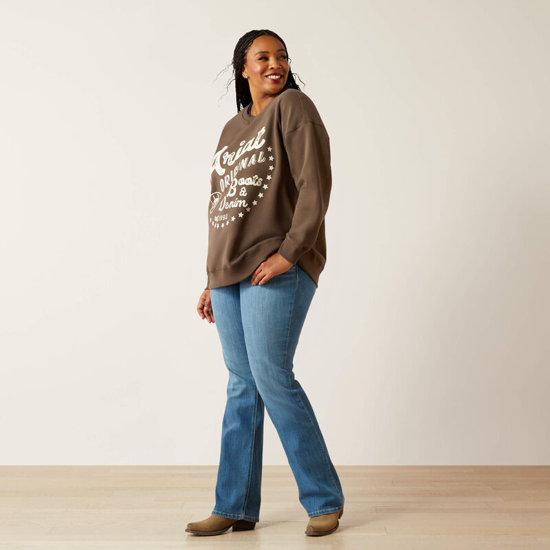 Womens Ariat Oversized Crew Sweatshirt - Banyan Bark (7550432772173)
