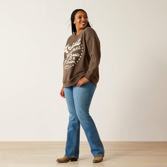 Womens Ariat Oversized Crew Sweatshirt - Banyan Bark (7550432772173)