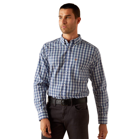 Mens Ariat Wrinkle Free Bronson Fitted Long Sleeve Shirt - Blue (7550434312269)