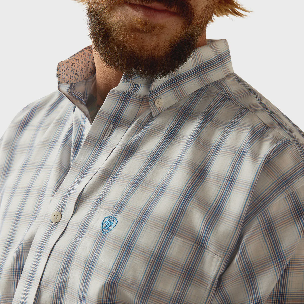 Mens Ariat Wrinkle Free Briar Classic Fit Long Sleeve Shirt - White (7550436540493)