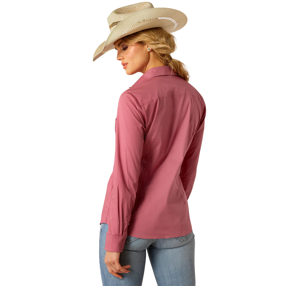 Womens Ariat Wrinkle Resistant Kirby Stretch LS Shirt - Rose Wine (7550433624141)