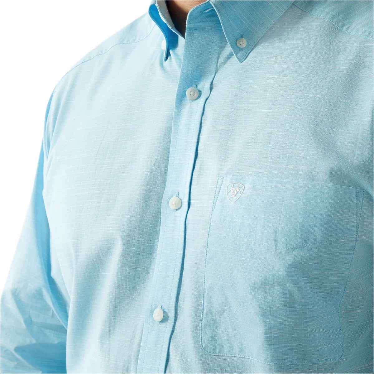 Mens Ariat Solid Slub LS Shirt - Light Blue
