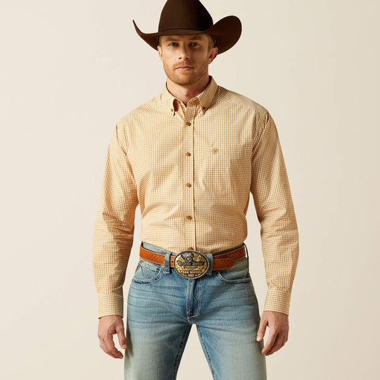 Mens Ariat Pro Series Beckett Classic Fit Shirt - Beige