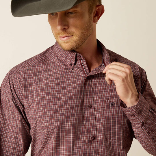 Mens Ariat Pro Series Travis Classic Fit Shirt - Burgundy
