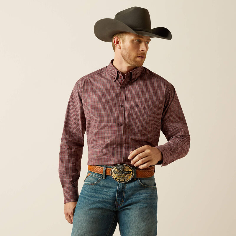 Mens Ariat Pro Series Travis Classic Fit Shirt - Burgundy