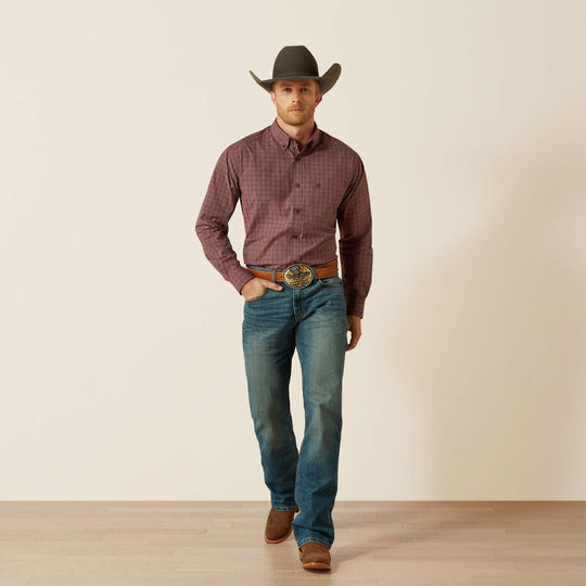 Mens Ariat Pro Series Travis Classic Fit Shirt - Burgundy