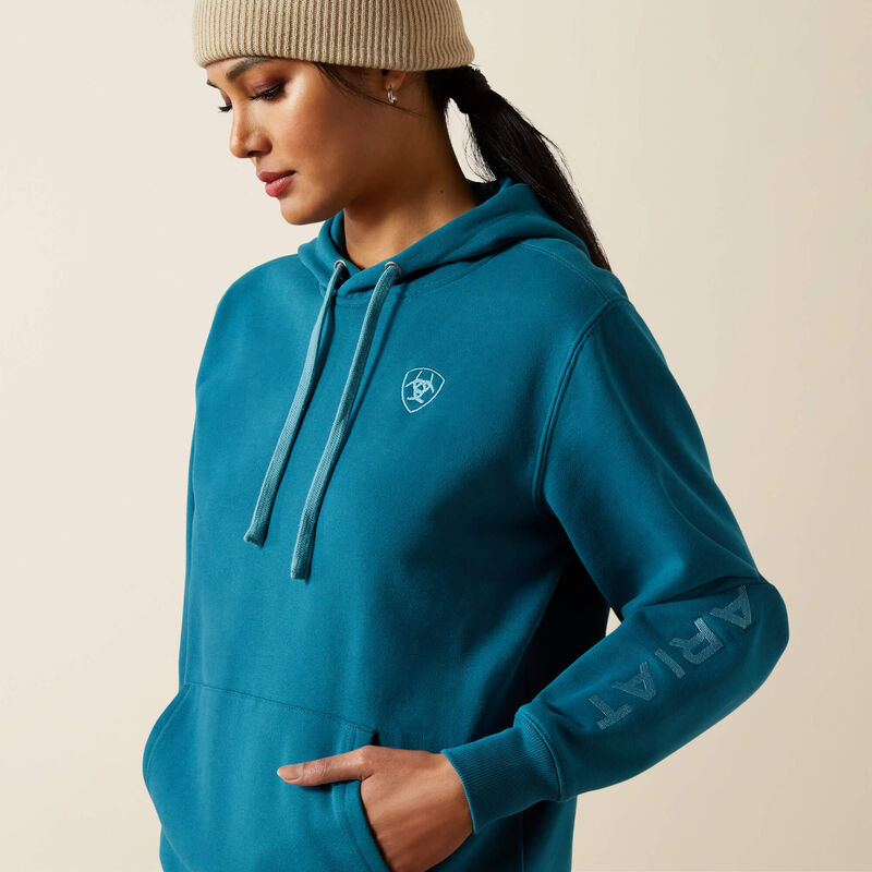 Womens Ariat Logo 2.0 Hoodie Jumper  - Dragonfly Turquoise