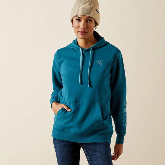 Womens Ariat Logo 2.0 Hoodie Jumper  - Dragonfly Turquoise