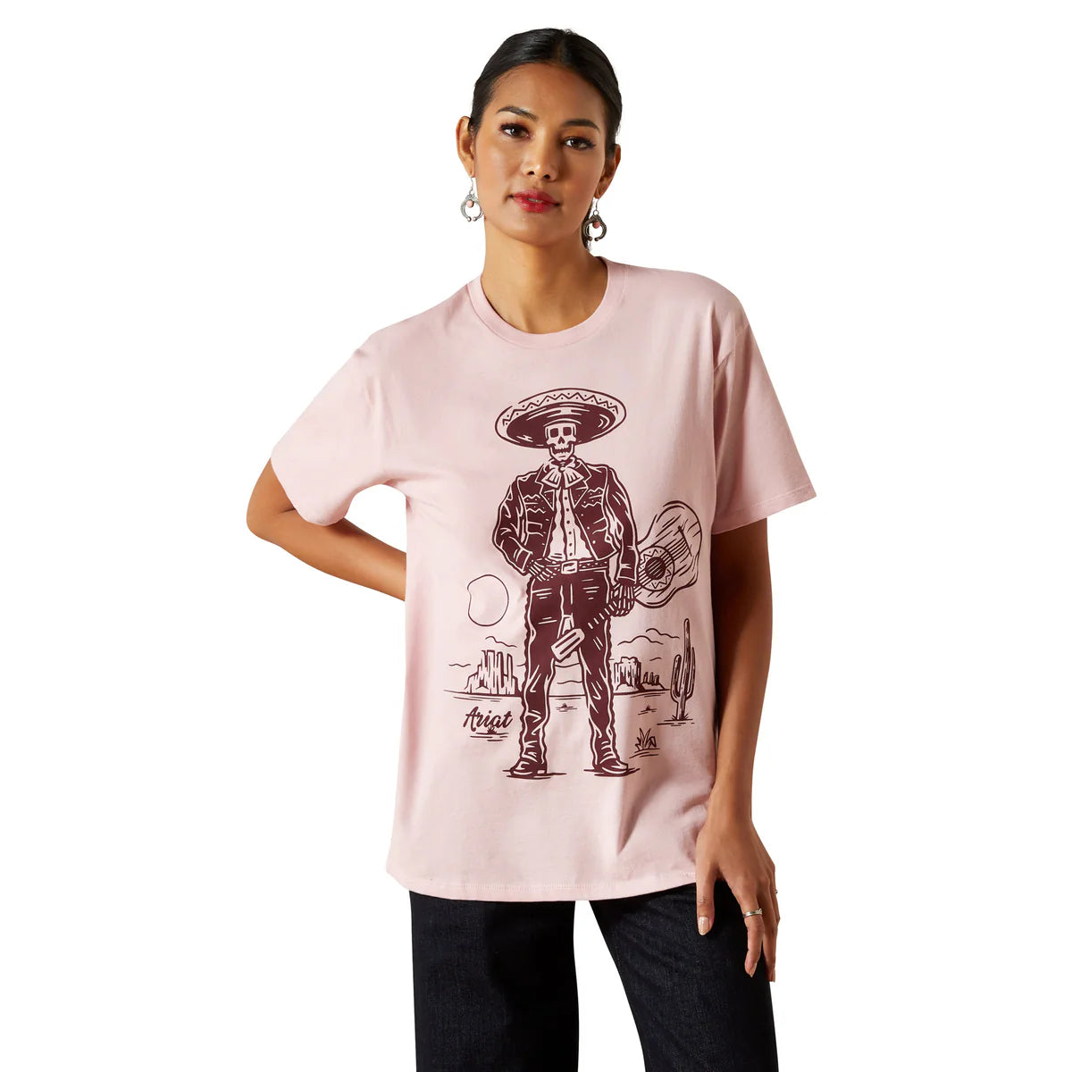 Womens Ariat Mariachi SS Tee Tshirt - Dusty Pink