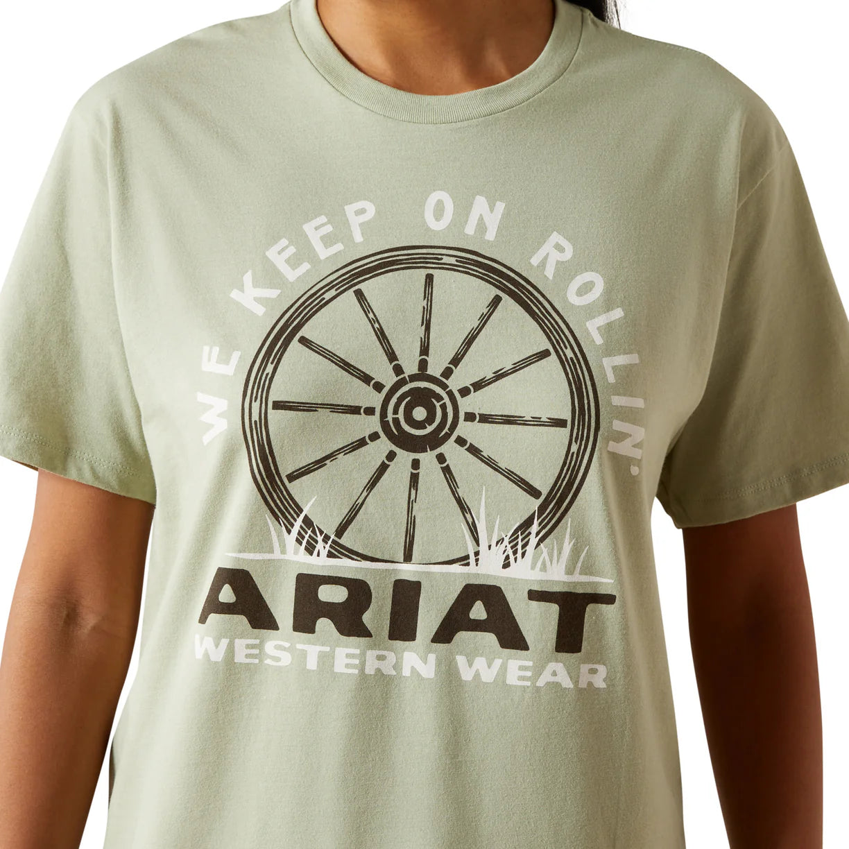 Womens Ariat Keep on Rollin SS Tee Tshirt - Desert Sage