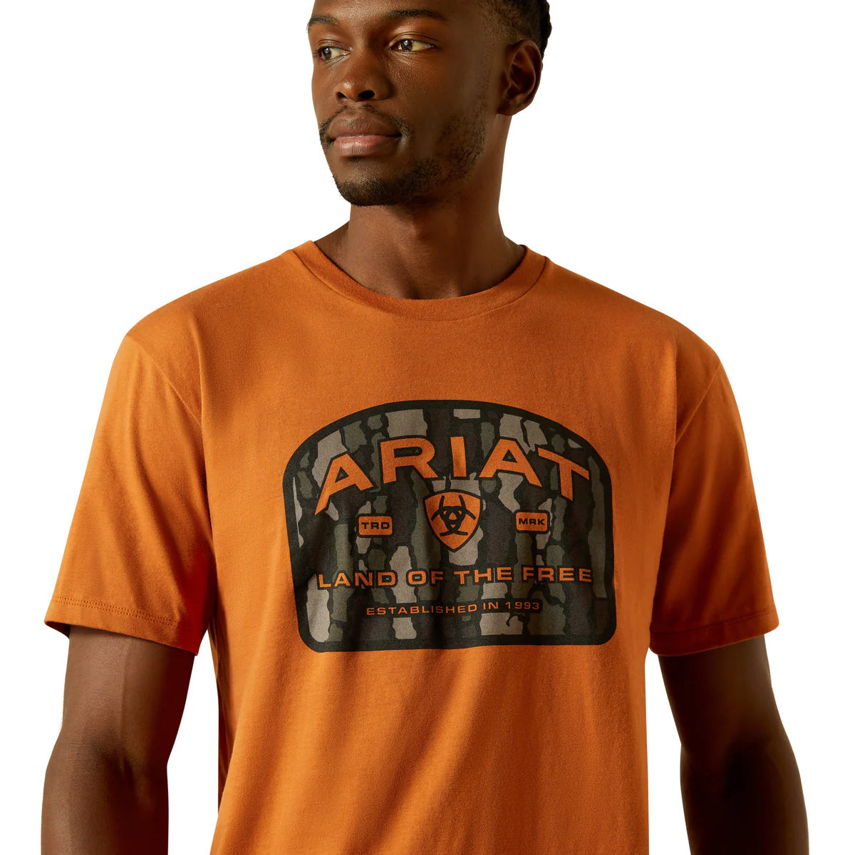 Mens Ariat Underlands Camo Badge SS Tee Tshirt - Adobe
