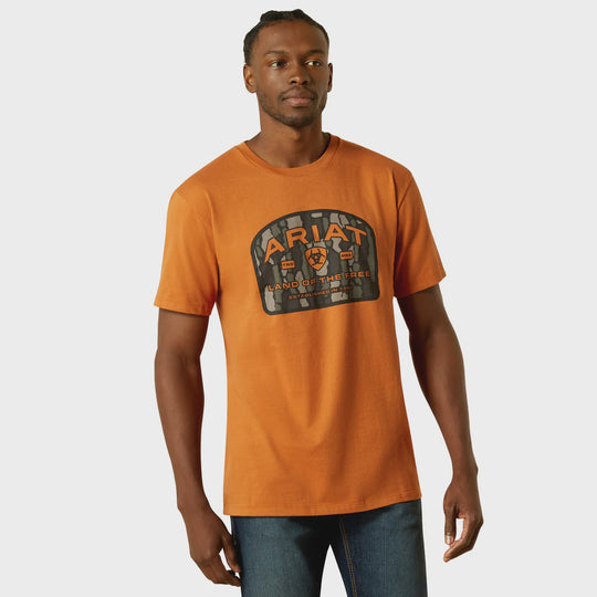 Mens Ariat Underlands Camo Badge SS Tee Tshirt - Adobe