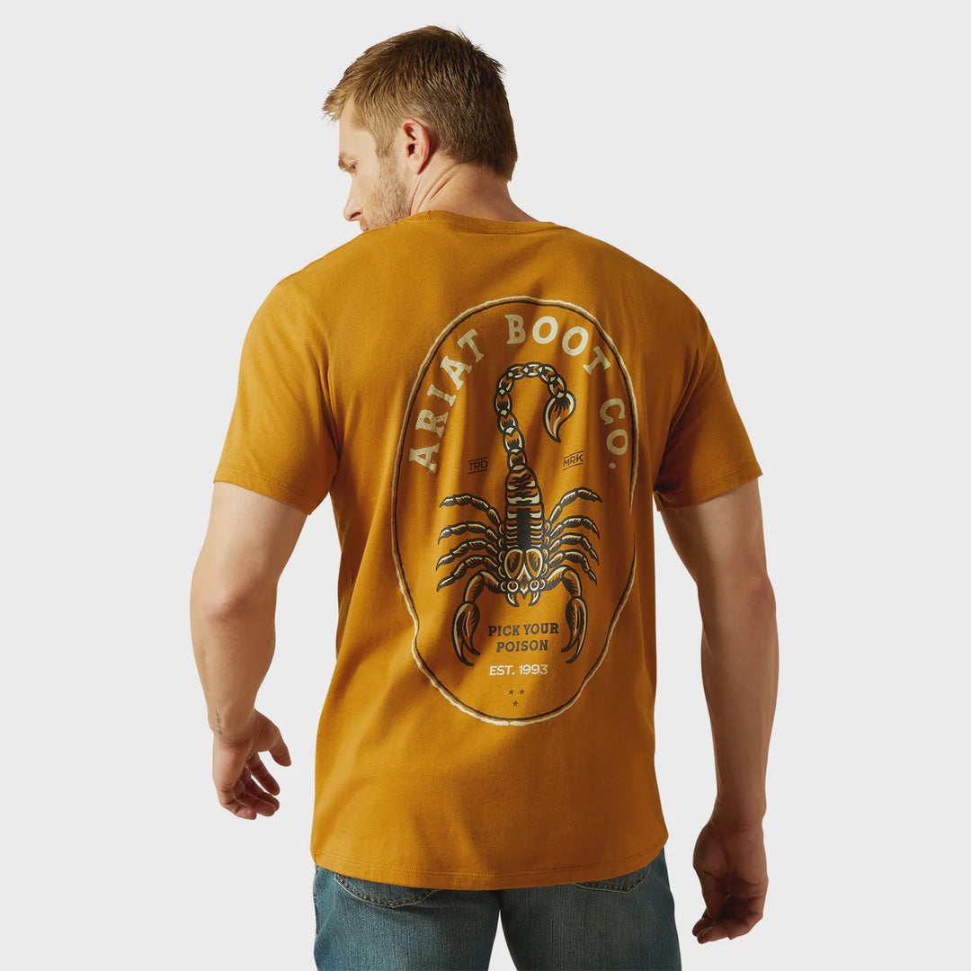 Mens Ariat Scorpion Seal SS Tee Tshirt - Bone Brown