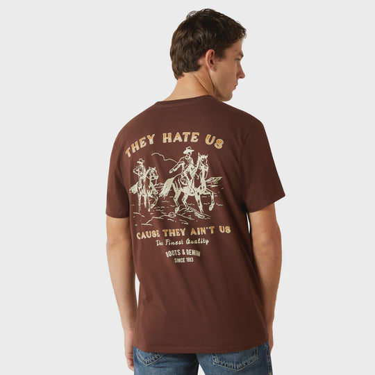 Mens Ariat Haters Club SS Tee Tshirt - Deep Mahogany