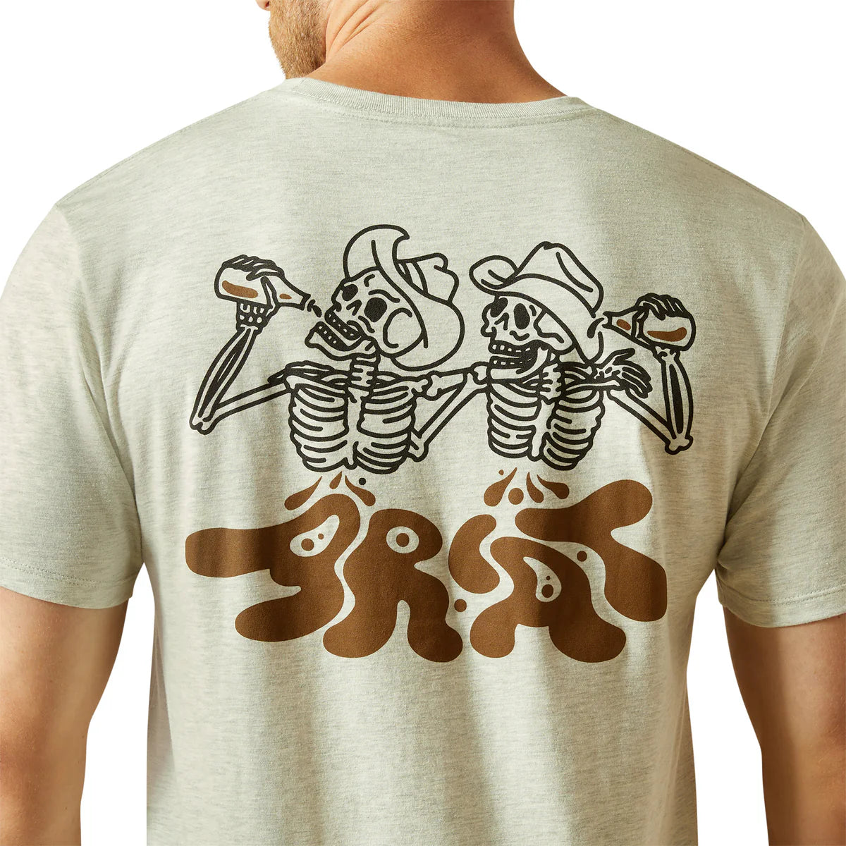 Mens Ariat Drinking Buddies SS Tee Tshirt - Oatmeal