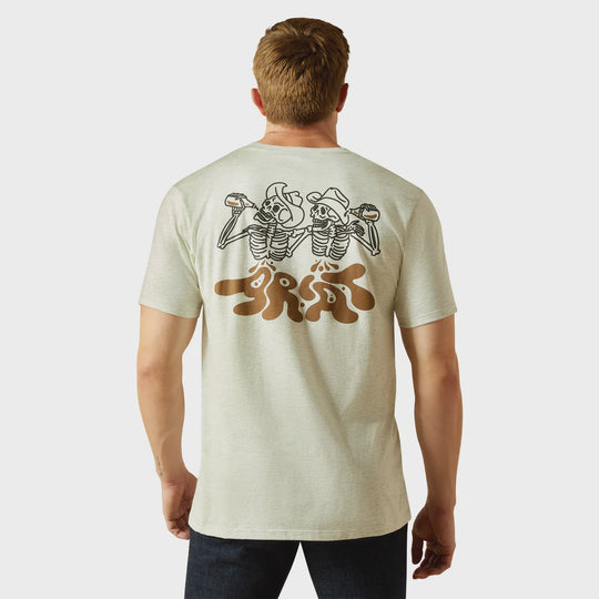 Mens Ariat Drinking Buddies SS Tee Tshirt - Oatmeal