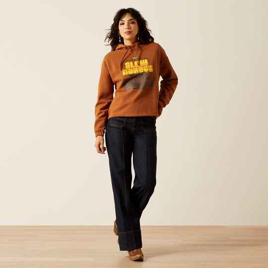 Womens Ariat Essential Sendero Slow Horses Hoodie - Glazed Ginger