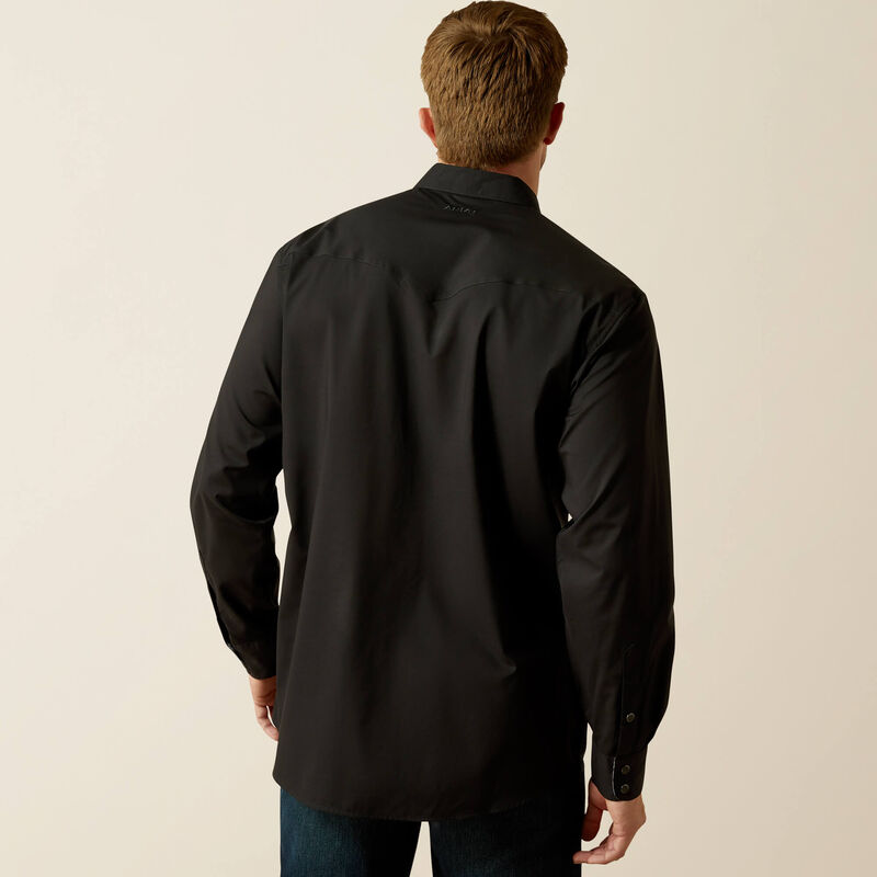 Mens Ariat Wrinkle Free Refined Slub Snap Closure Long Sleeve Shirt - Black