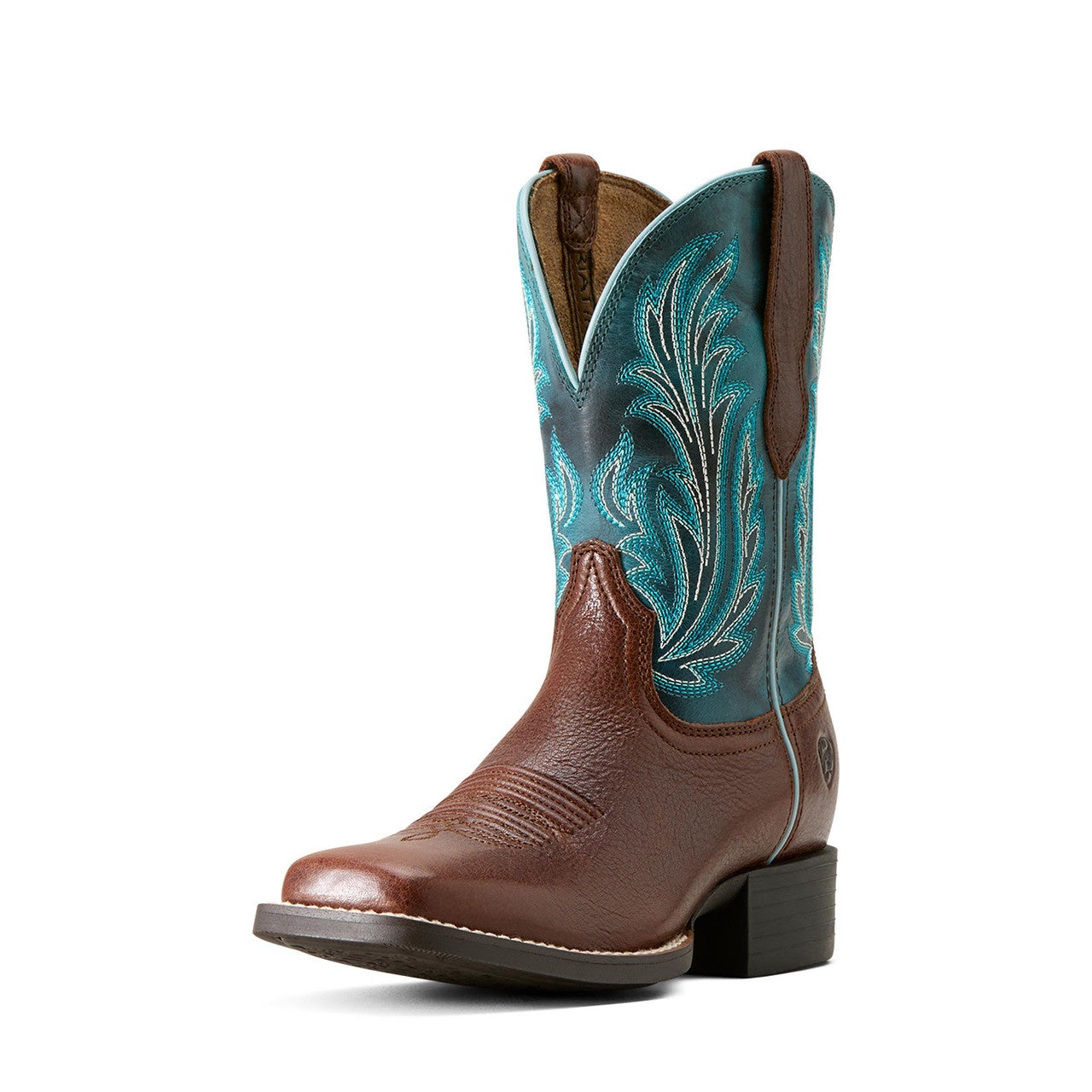 Womens Ariat Round Up Filly Boot - Oiled Teak / Loyal Blue (7549838622797)