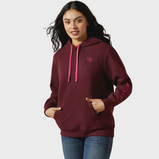 Womens Ariat Logo 2.0 Hoodie Jumper - Port Royale / Burgundy