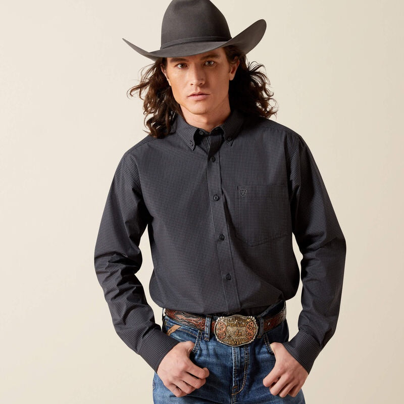 Mens Ariat Pro Series Thorin Fitted Long Sleeve Shirt - Black