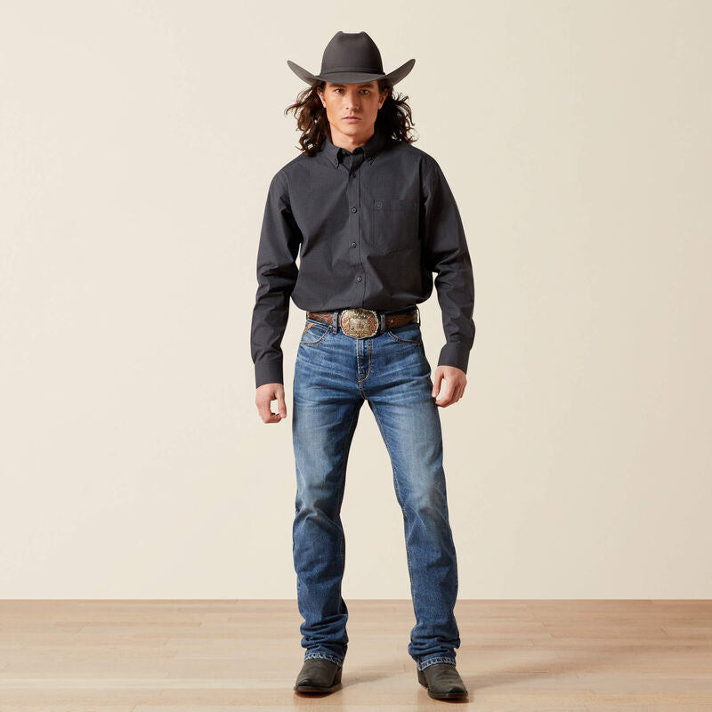 Mens Ariat Pro Series Thorin Fitted Long Sleeve Shirt - Black