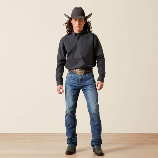 Mens Ariat Pro Series Thorin Fitted Long Sleeve Shirt - Black