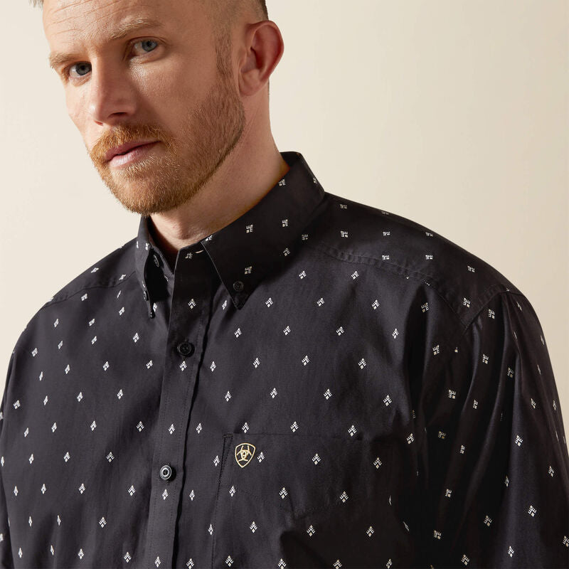 Mens Ariat Taylor Long Sleeve Shirt - Black Patterned