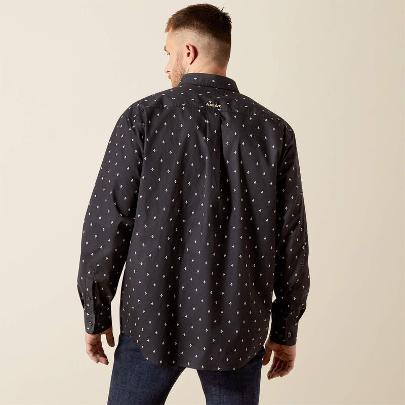 Mens Ariat Taylor Long Sleeve Shirt - Black Patterned
