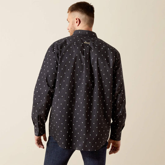 Mens Ariat Taylor Long Sleeve Shirt - Black Patterned