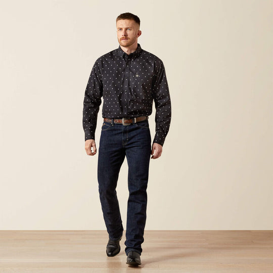 Mens Ariat Taylor Long Sleeve Shirt - Black Patterned