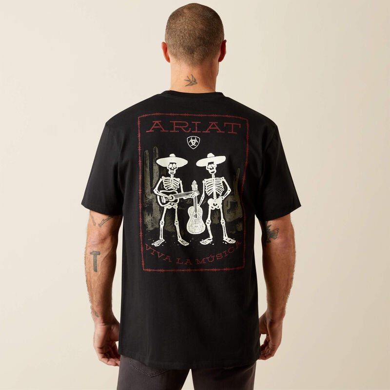 Mens Ariat Grateful Muertos Short Sleeve Tee Tshirt - Black