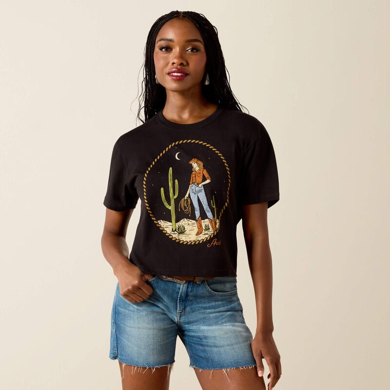 Womens Ariat Night Sky Cowgirl Tee Tshirt - Black