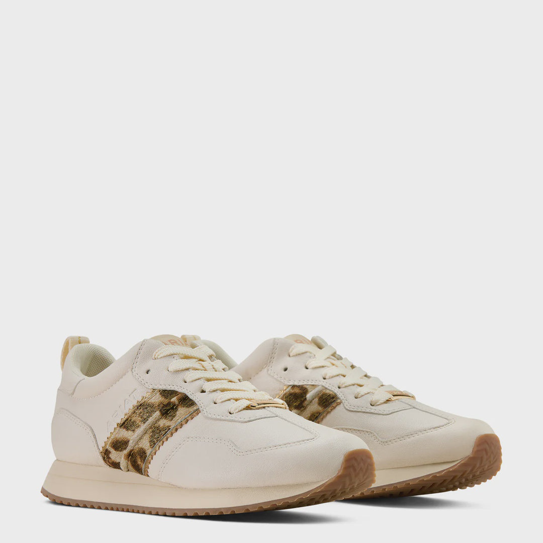 Womens Ariat Ranch Runner Sneaker Shoe - Bright Cream / Gilded Leopard Hair on