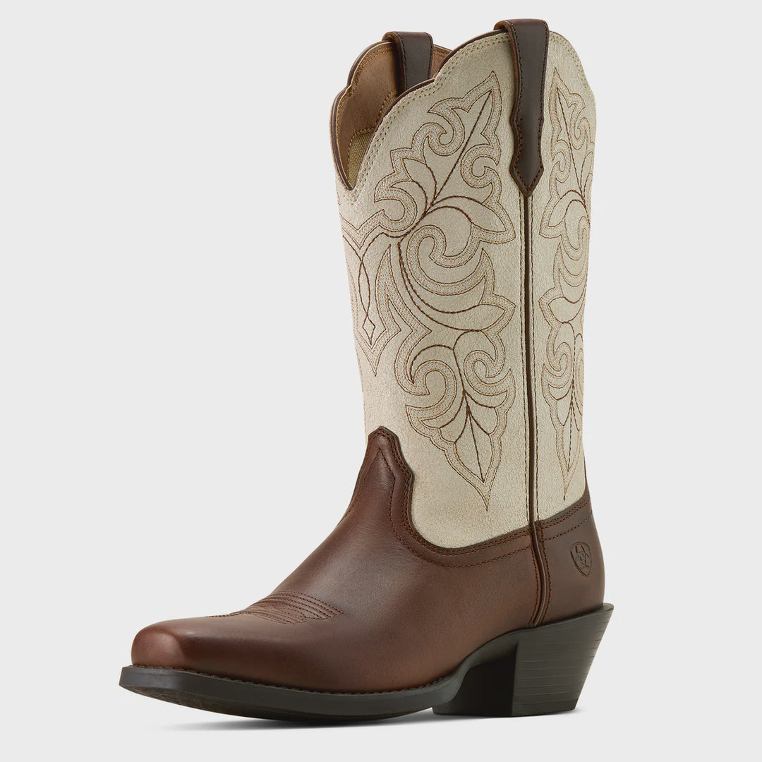 Womens Ariat Round Up Square Toe Western Boot - Vintage Caramel / Distressed Ivory